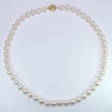 8-8.5mm 日本海水珠項鍊配14K黃金花扣